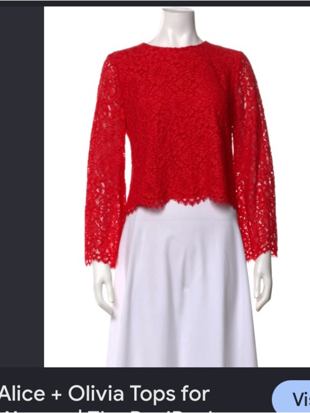 Alice + Olivia Vibrant Red Floral Lace Long-bell Sleeve Blouse
Size Small
